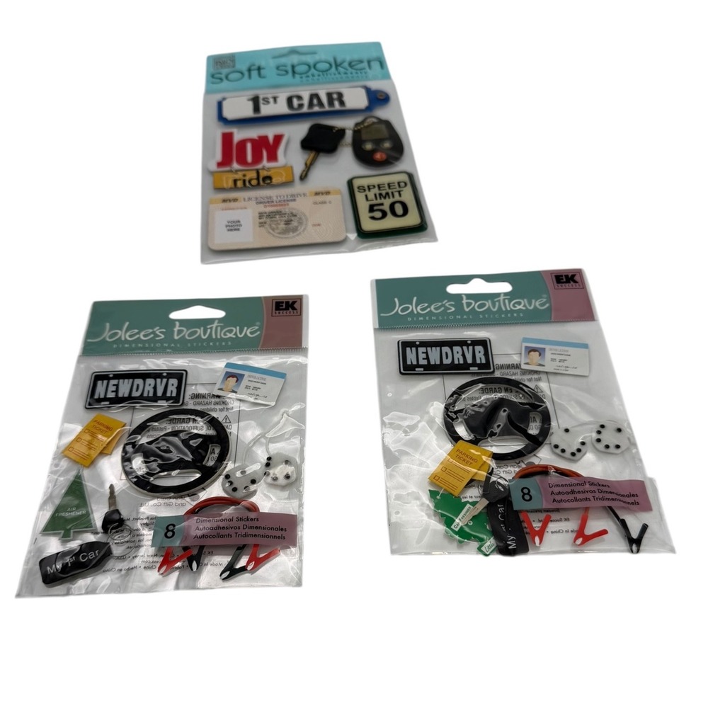 Jolee's Boutique Soft Spoken New Driver 1st Car Dimensional Stickers 3 Pack